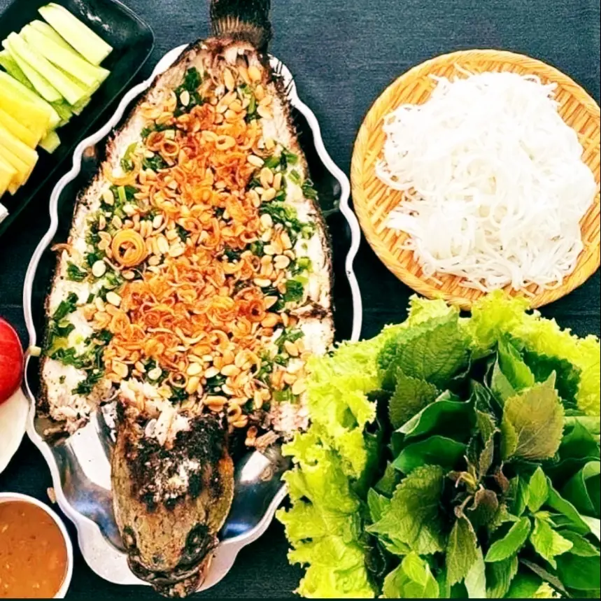 Hình ảnh cá lóc nướng trui 