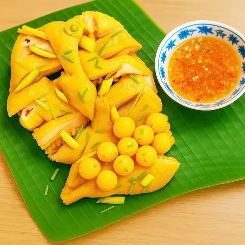 Hình ảnh Gà ủ muối nguyên con ôm trứng kèm rau dưa muối chấm không chân - đầu