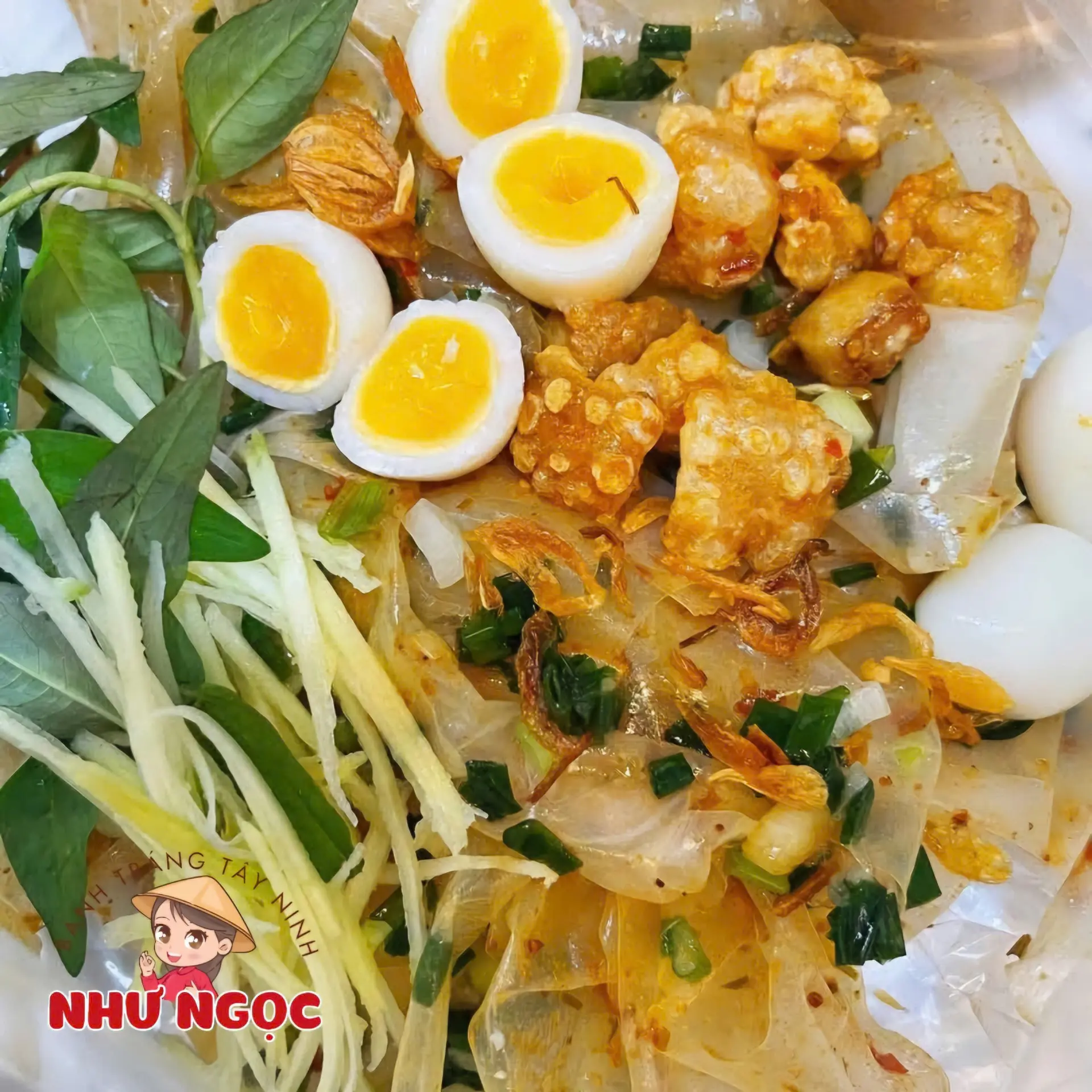 Hình ảnh Phơi Sương Trộn Trứng Lòng Đào Tóp Mỡ