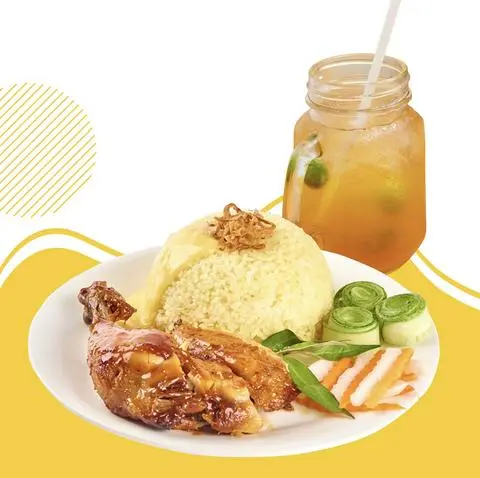 Hình ảnh Combo cơm gà chiên - trà đào tắc