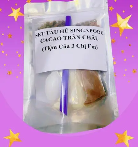 Hình ảnh Set Tàu Hũ Singapore Cacao (25 Phần) Tặng Pudding, Muỗng, Ống Hút Tiệm 3 Chị Em