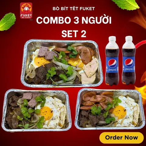 Hình ảnh Set 2: Bò bít tết đặc biệt + bò bít tết pate trứng + bò bít tết xúc xích trứng + 2 pepsi