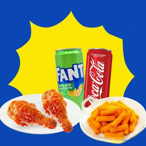 Hình ảnh 2 Đùi Gà - 1 Bánh Gạo - 2 Nước soda Ngẫu Nhiên