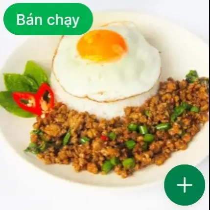 Hình ảnh cơm bò xào lá Quế kèm trứng ốp la