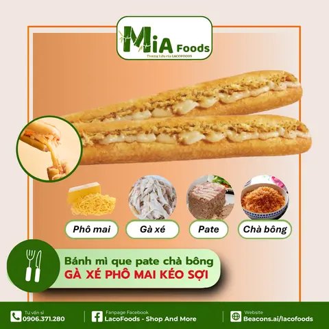 Hình ảnh Bánh Mì Que Pate Chà Bông Gà Xé Phô Mai Kéo Sợi (Đặc biệt)