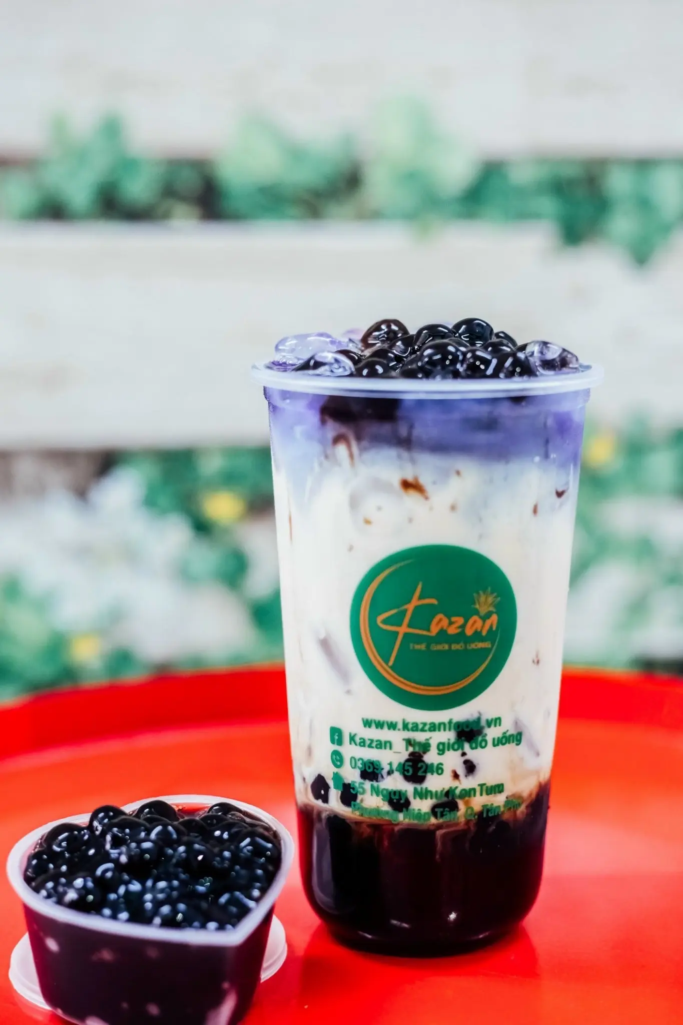 Hình ảnh Sữa tươi trân châu đường đen hoa đậu biếc