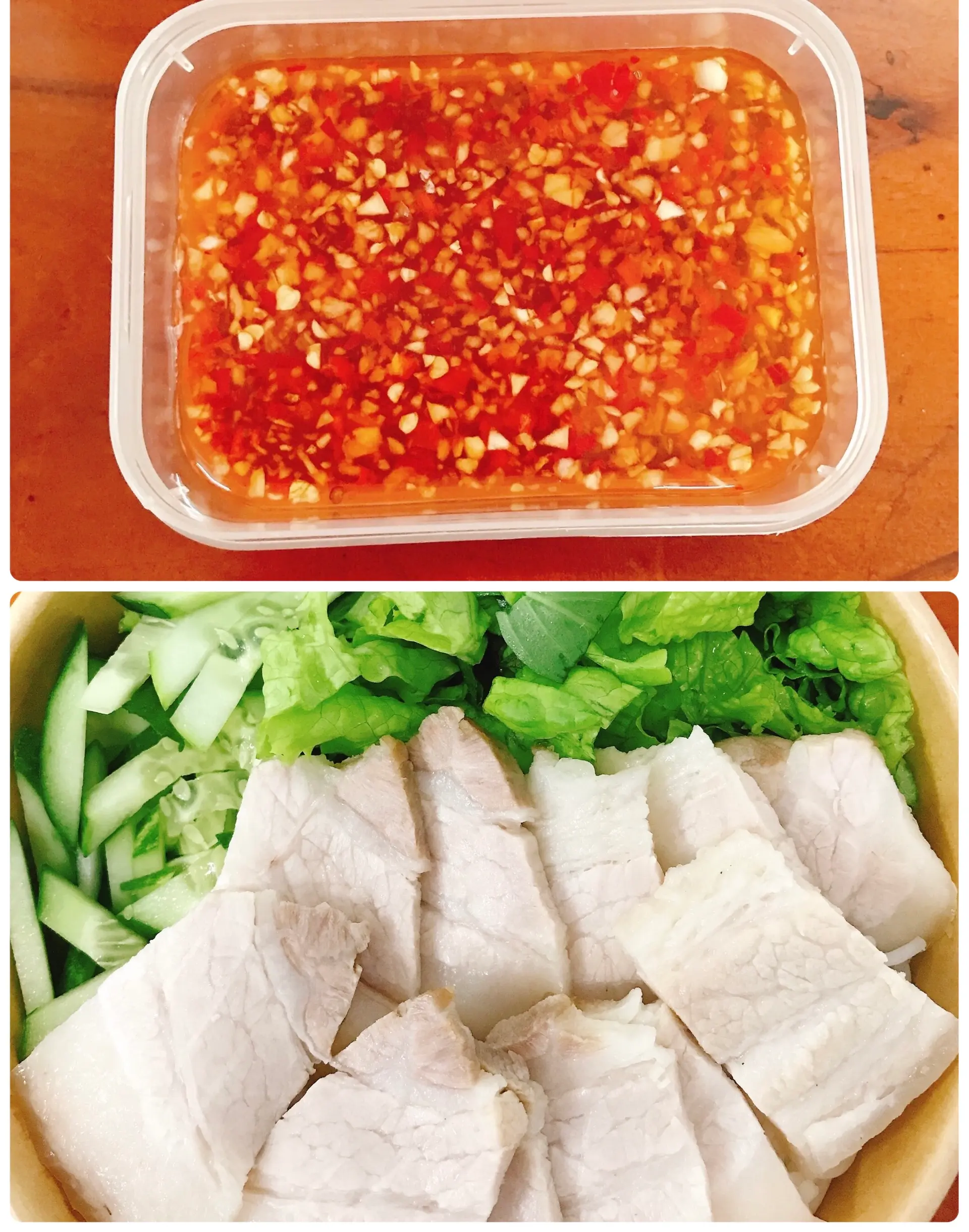 Hình ảnh Bún nước mắm tỏi ớt thịt luộc