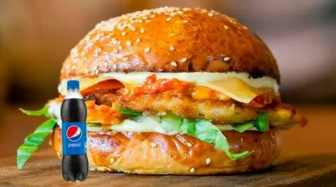 Hình ảnh Combo Hamburger Gà Phô Mai + 01 Pepsi (Hoặc nước khác)