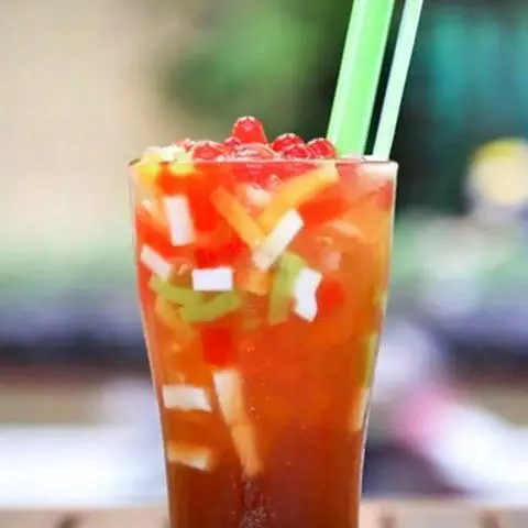 Hình ảnh Hồng trà thạch trái cây (trân châu trắng)