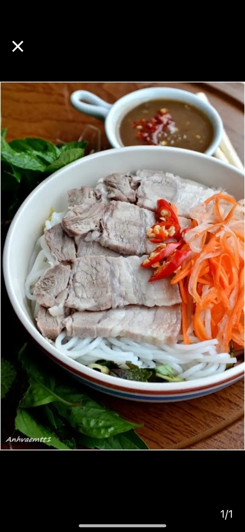 Hình ảnh Bún thịt luộc cà pháo mắm tôm 