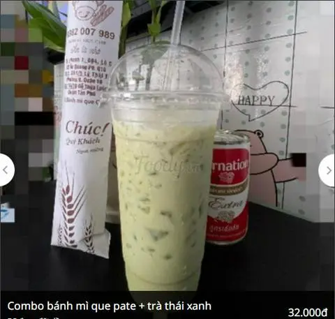 Hình ảnh Combo bánh mì que pate + Trà thái xanh