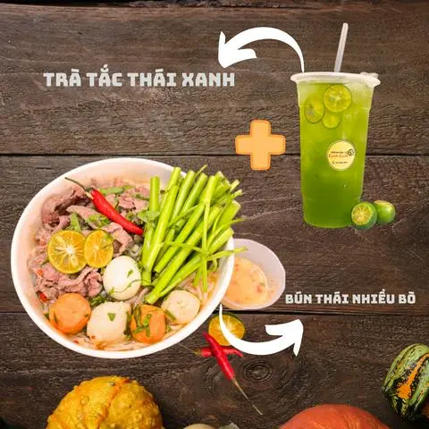 Hình ảnh Combo bún thái bò - trà tắc thái xanh