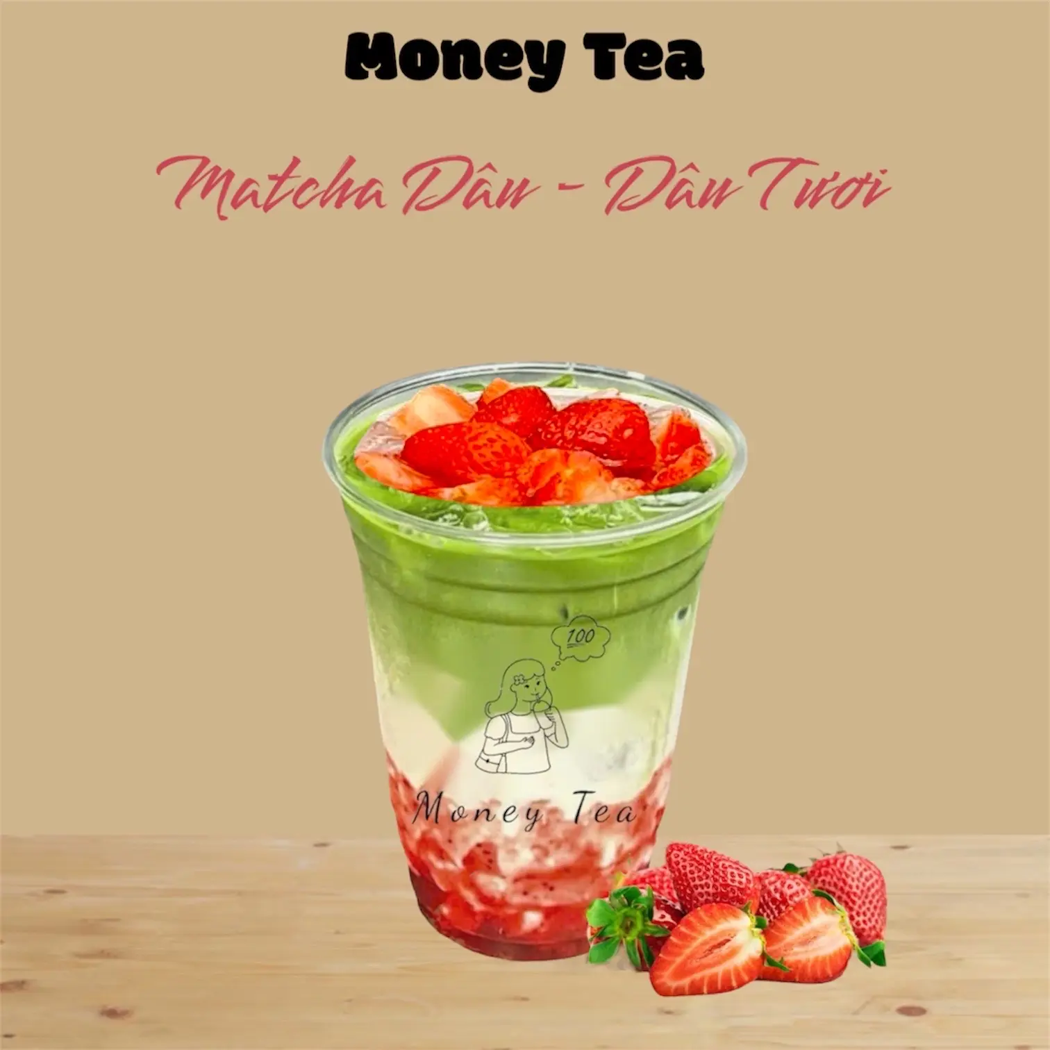 Hình ảnh Matcha dâu - dâu tươi - Ly 700ml
