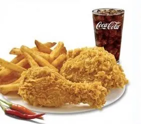 Hình ảnh 2 đùi gà xù giòn - khoai tây - 1 ly coca tươi