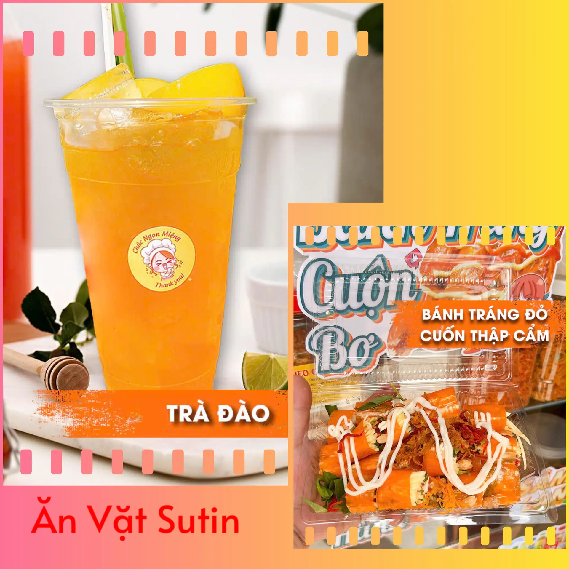 Hình ảnh Combo Bánh Tráng Cuốn - Ly Trà Đào