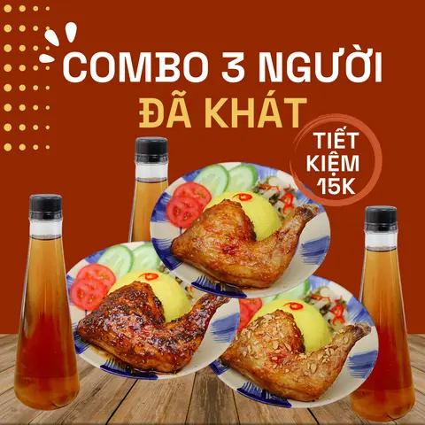 Hình ảnh 3 Cơm Gà Delichi (Đùi Lớn Góc Tư)+ 3 Nước Mát Nhà Làm