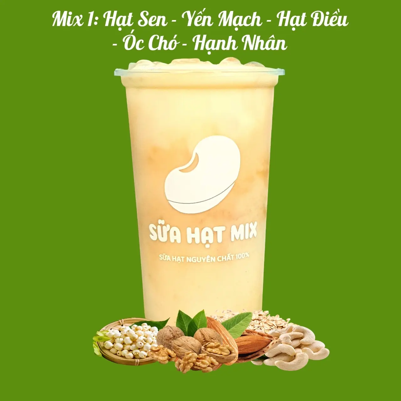 Hình ảnh Mix 1: Hạt Sen - Yến Mạch - Hạt Điều - Óc Chó - Hạnh Nhân 
