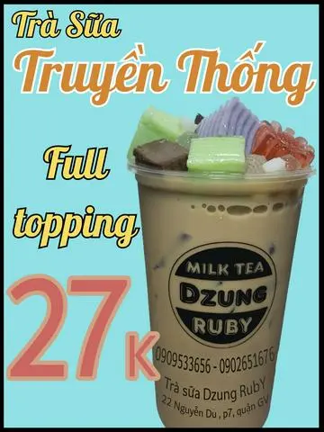 Hình ảnh Trà sữa truyền thống full topping