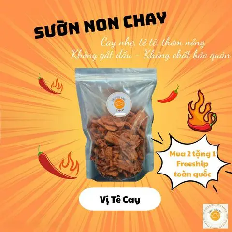 Hình ảnh Vị Tê Cay 250g - Sườn Non Chay Sấy Sợi - Ăn Vặt & Chay Mặn - Bếp Bà Lan
