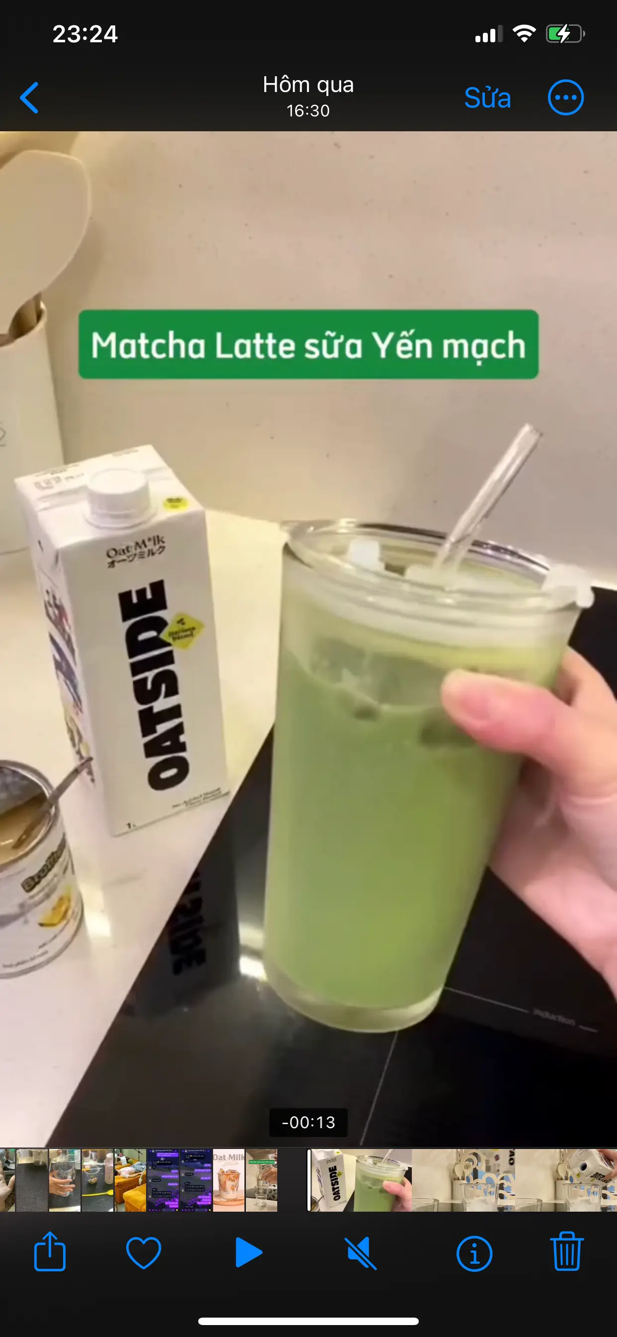 Hình ảnh Matcha latte sữa yến mạch Oat milk