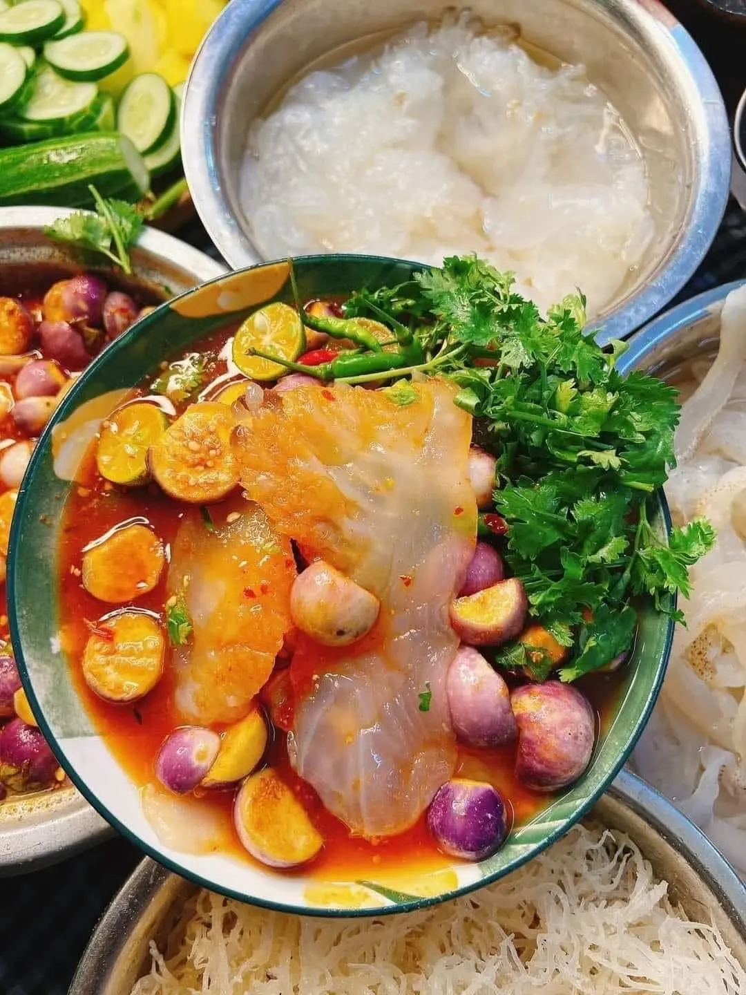Hình ảnh Chân sứa mắm nhĩ cà tắc (150g) + Set rau xoài ăn kèm 