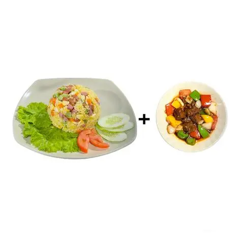Hình ảnh Set Cơm chiên dương châu + Bò lúc lắc chay