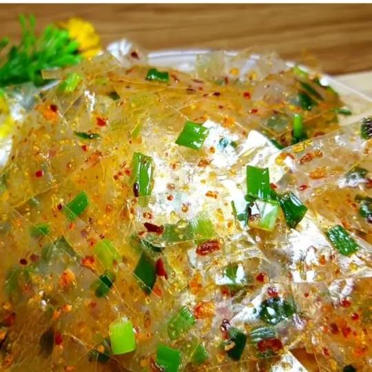 Hình ảnh bánh tráng dẻo trộn mỡ hành sa tế 