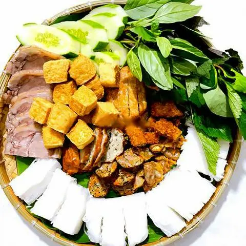 Hình ảnh Sl2: bún - đậu - thịt - chả cốm - dồi sụn - nem rán