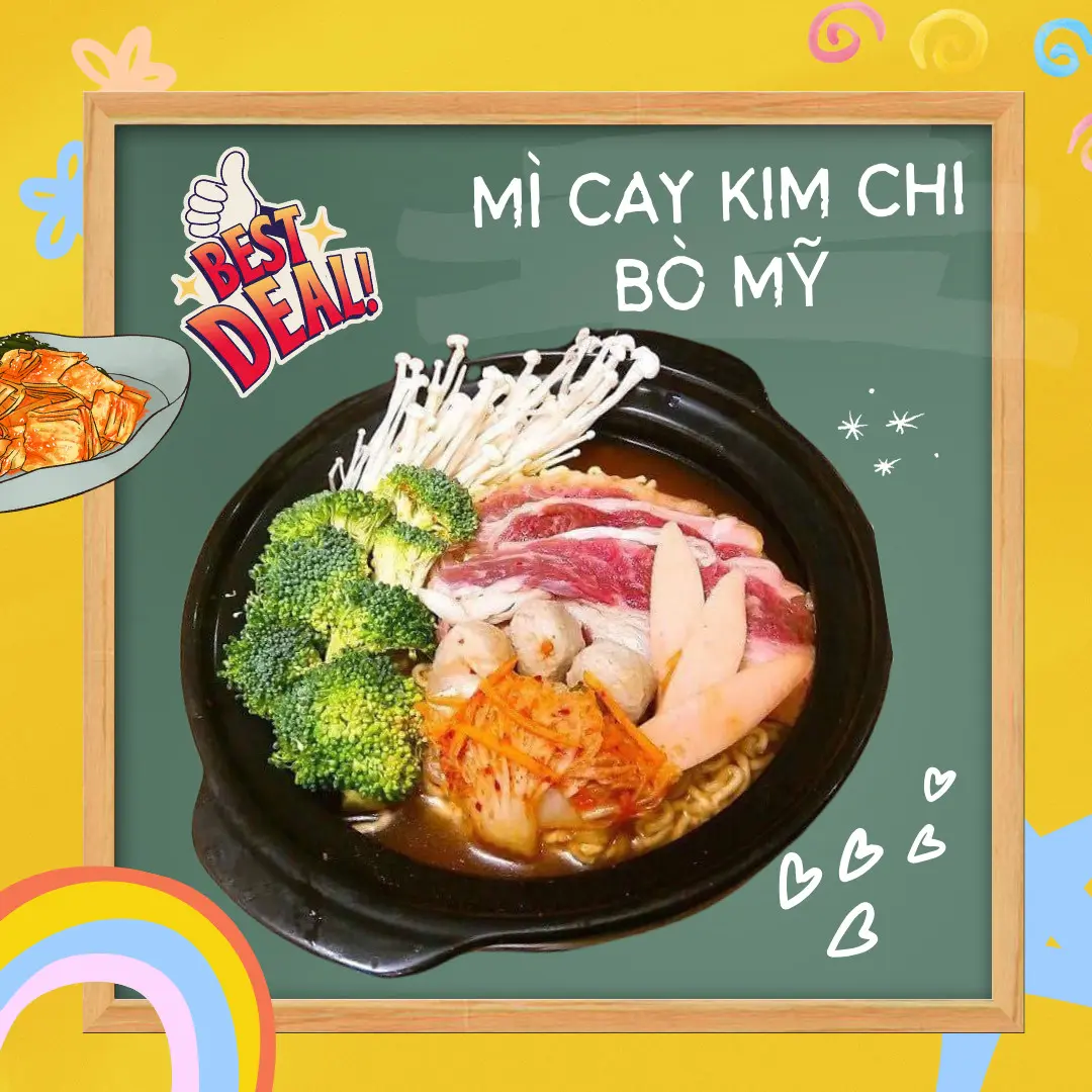 Hình ảnh Mì Cay Ba Chỉ Bò Mỹ - 매운라면과 미국산 소삼겹살
