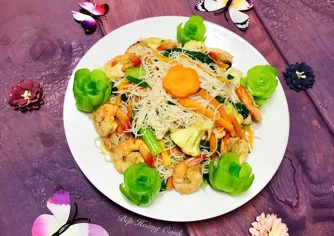 Hình ảnh bún gạo xào tôm 