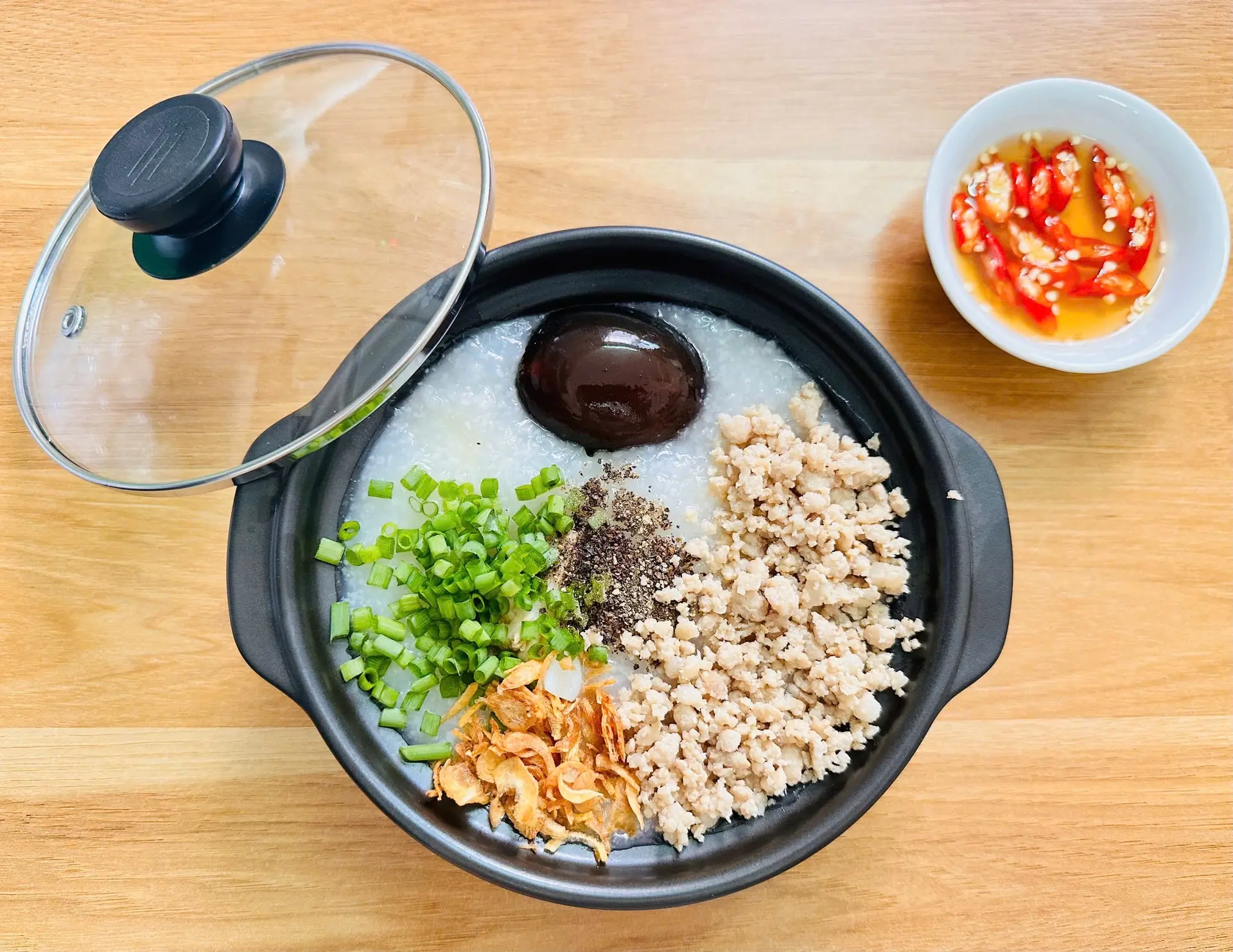 Hình ảnh cháo thịt bằm bắc thảo