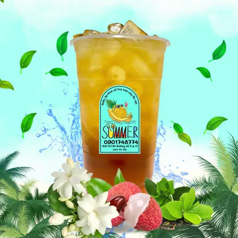 Hình ảnh Trà Vải Hương Hoa Lài Ly 700ml 