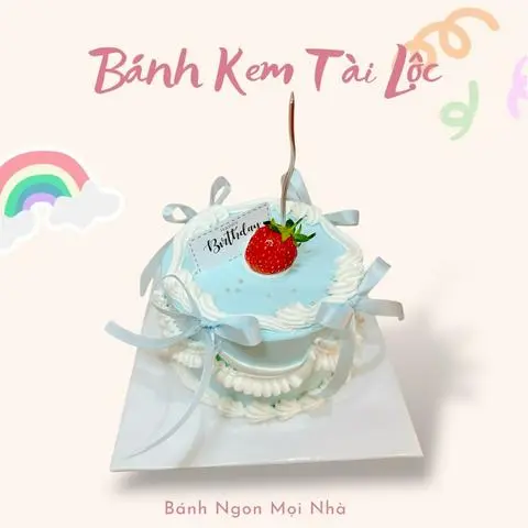 Hình ảnh BÁNH KEM NƠ XANH DỄ THƯƠNG 