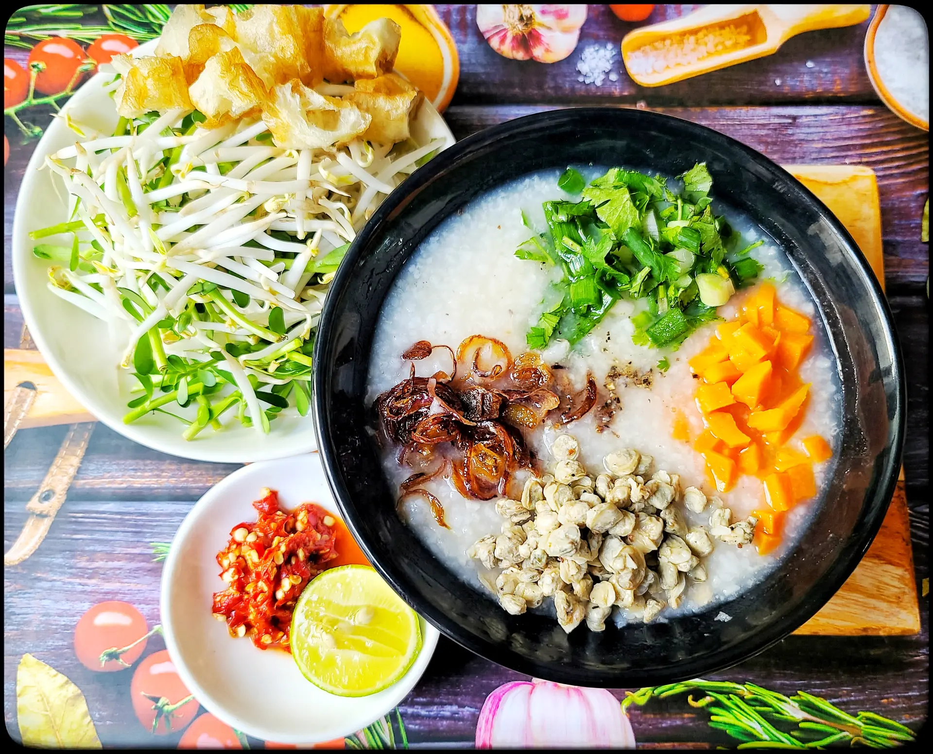 Hình ảnh cháo hến + trứng