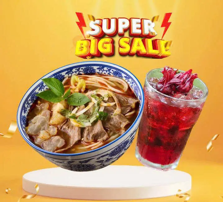Hình ảnh Giảm 50% Combo Bún bò Nạm gân + Trà Hibiscus