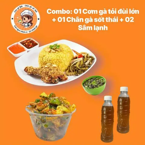 Hình ảnh Combo 2 - cơm gà mắm tỏi đùi lớn - 01 xoài lắc sốt thái - 02 sâm lạnh