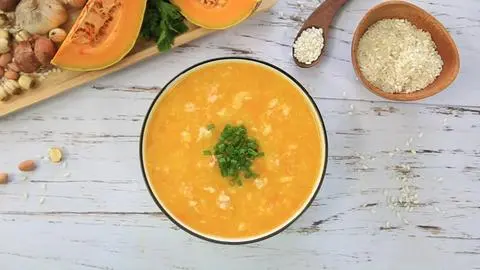 Hình ảnh Cháo thịt băm bí đỏ