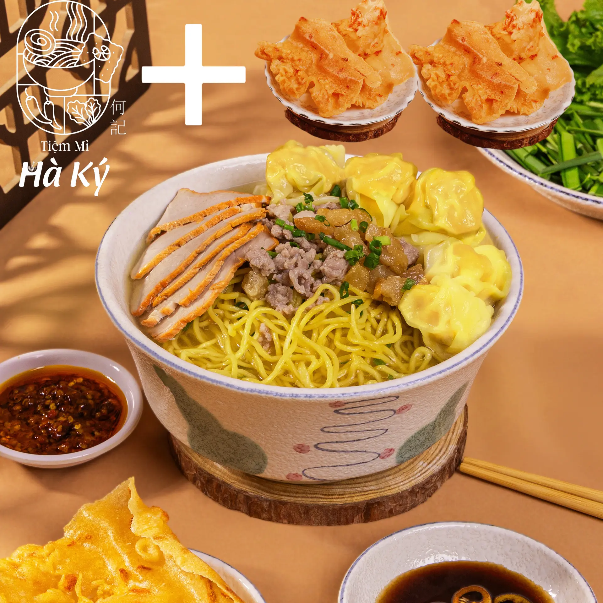 Hình ảnh [COMBO Giòn Giòn] Mì Hoành Thánh + (4 cái) Bánh Tôm Chiên