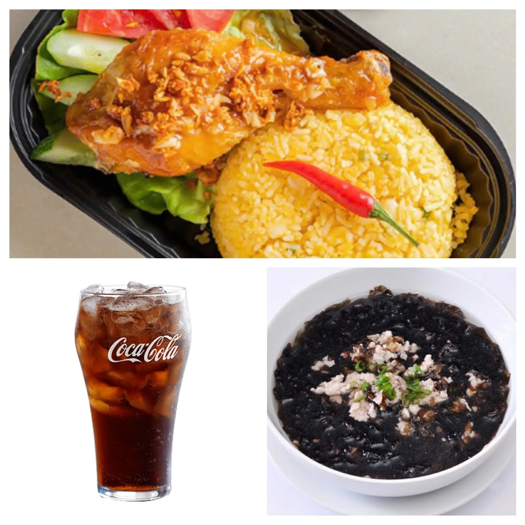 Hình ảnh Cơm Gà Sốt Mắm Tỏi + Canh Rong Biển + Coca