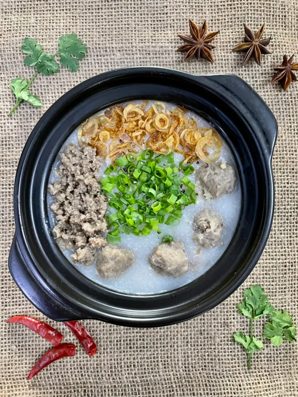 Hình ảnh cháo thịt bằm bò viên