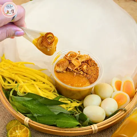 Hình ảnh Bánh Dẻo Chấm Sốt Muối Béo Hành Phi - 5 Trứng Cút