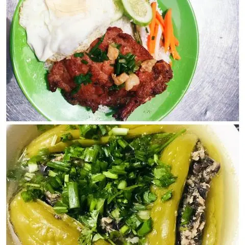 Hình ảnh Cơm Sườn Ốp La + Canh Khổ Qua
