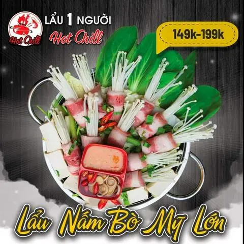 Hình ảnh LẨU BÒ MỸ CUỘN NẤM KIM CHÂM ( Best seller )