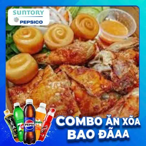 Hình ảnh Combo Gà quay bánh bao nguyên con - vị truyền thống (không cay) + Nước ngọt SPVB