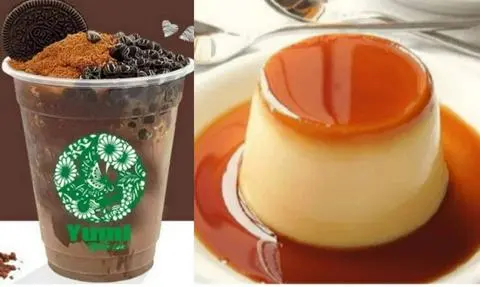 Hình ảnh Combo Milo dầm trân châu đường nâu + Bánh Flan (2 cái)