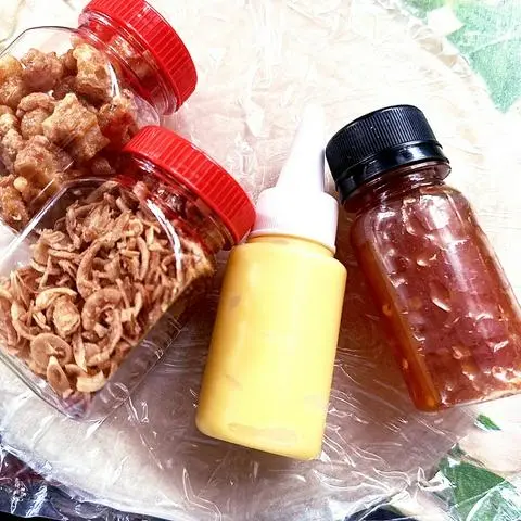 Hình ảnh combo 200gr bánh tráng tròn phơi sương,bơ, sôt tắc ,hành phi, tóp mỡ, tắc