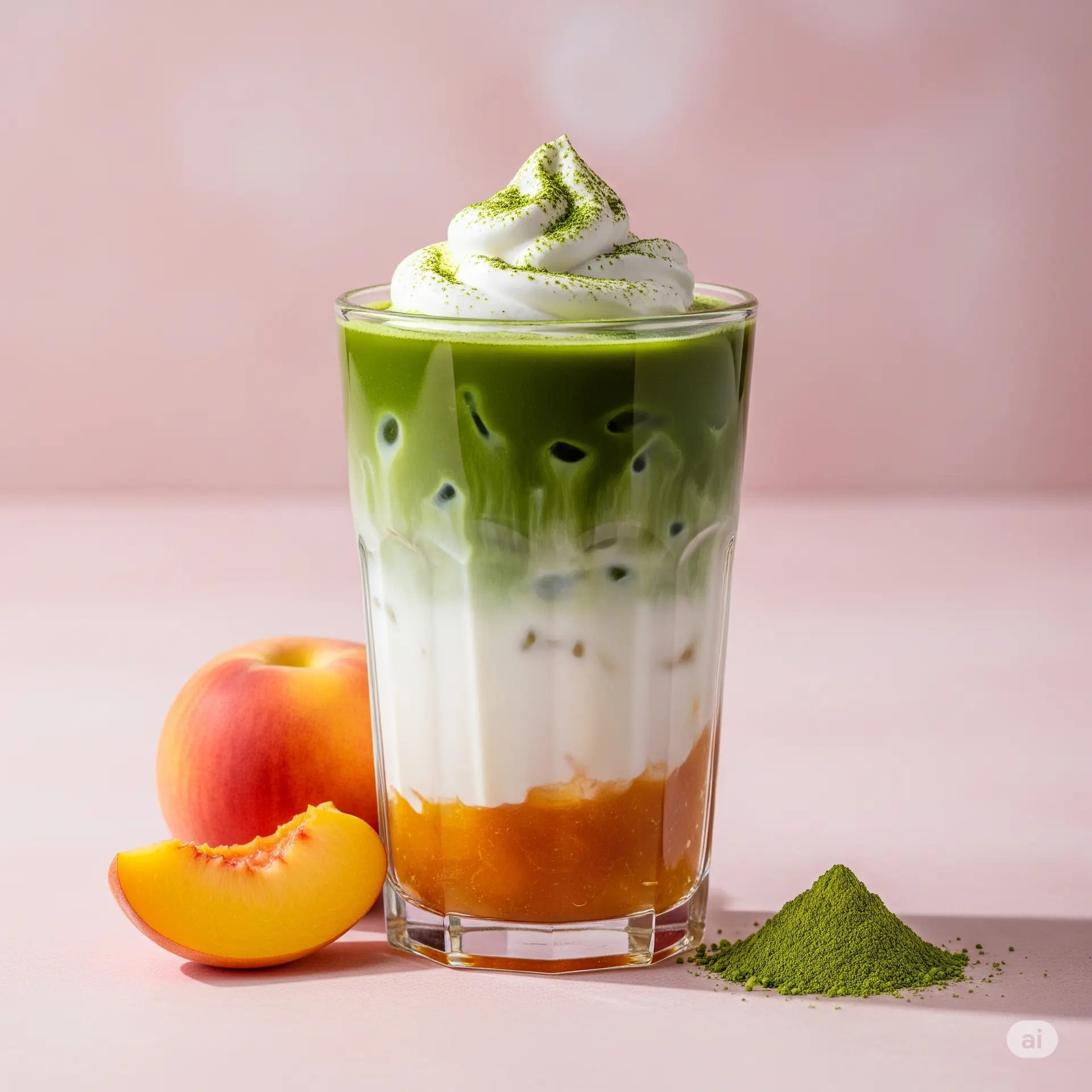 Hình ảnh Matcha latte đào