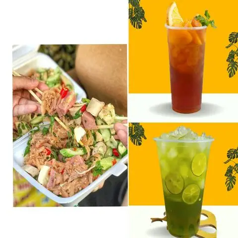 Hình ảnh Combo 1 tré trộn LỚN + 1 trà đào + 1 trà tắc thái xanh