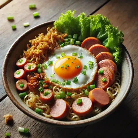 Hình ảnh [CHỈ 33K] Mì trộn Xúc xích VƯỜN BIA Trứng ốp la