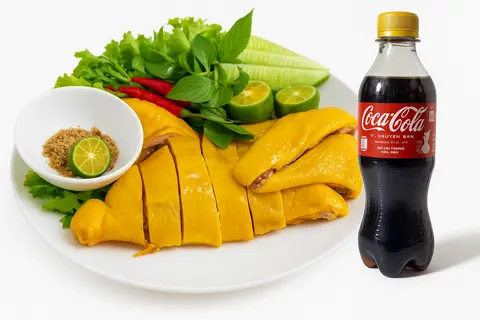 Hình ảnh combo gà Ủ muối nửa con+ chai coca-cola 